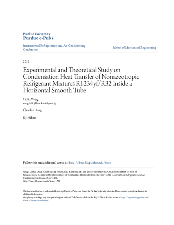 (PDF) Experimental and Theoretical Study on Condensation Heat Transfer ...