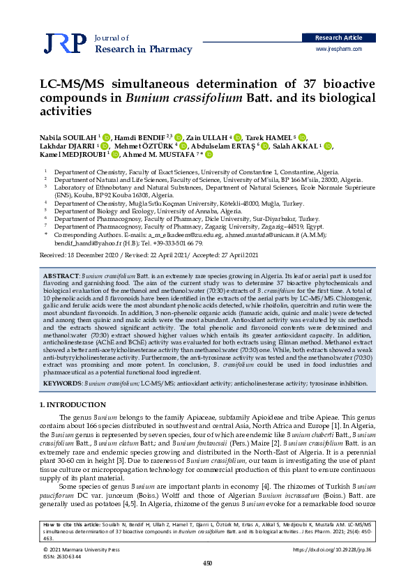 (PDF) LC-MS/MS simultaneous determination of 37 bioactive compounds in ...