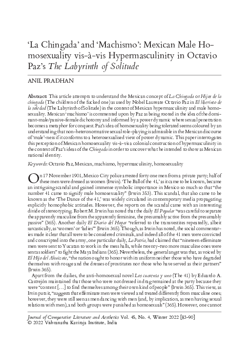 (PDF) 'La Chingada' and 'Machismo': Mexican Male Homosexuality vis-à ...