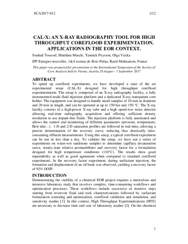 (PDF) Cal-X : An X-Ray Radiography Tool for High Throughput Coreflood ...