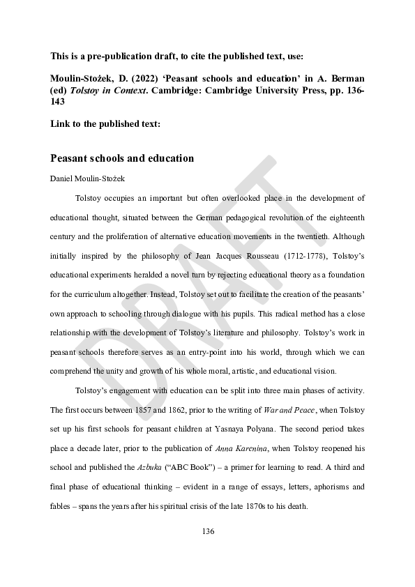 (DOC) Peasant schools and education