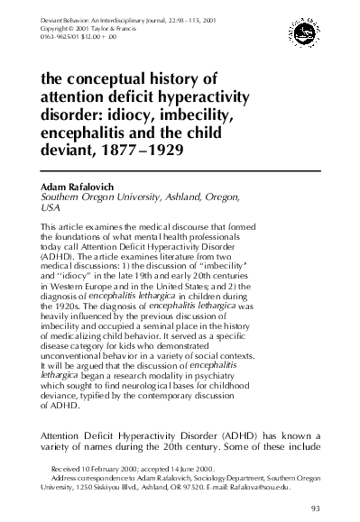 (PDF) The Conceptual History of Attention Deficit Hyperactivity ...