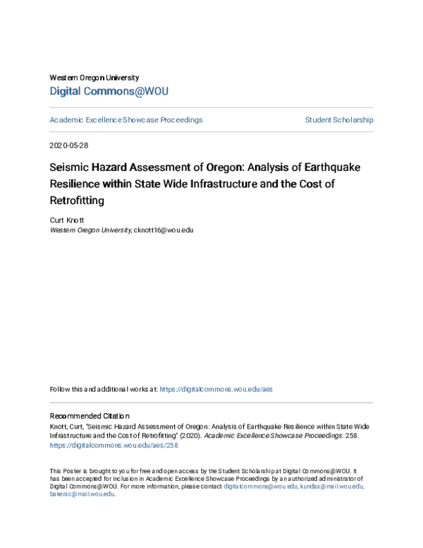 (PDF) Seismic Hazard Assessment of Oregon: Analysis of Earthquake ...