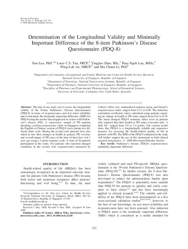 (PDF) Determination of the longitudinal validity and minimally ...