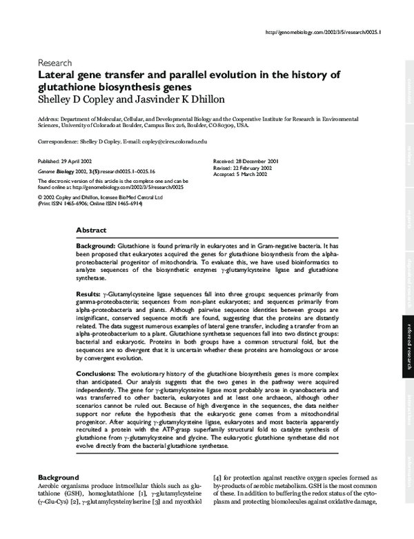 (PDF) Lateral gene transfer and parallel evolution in the history of ...