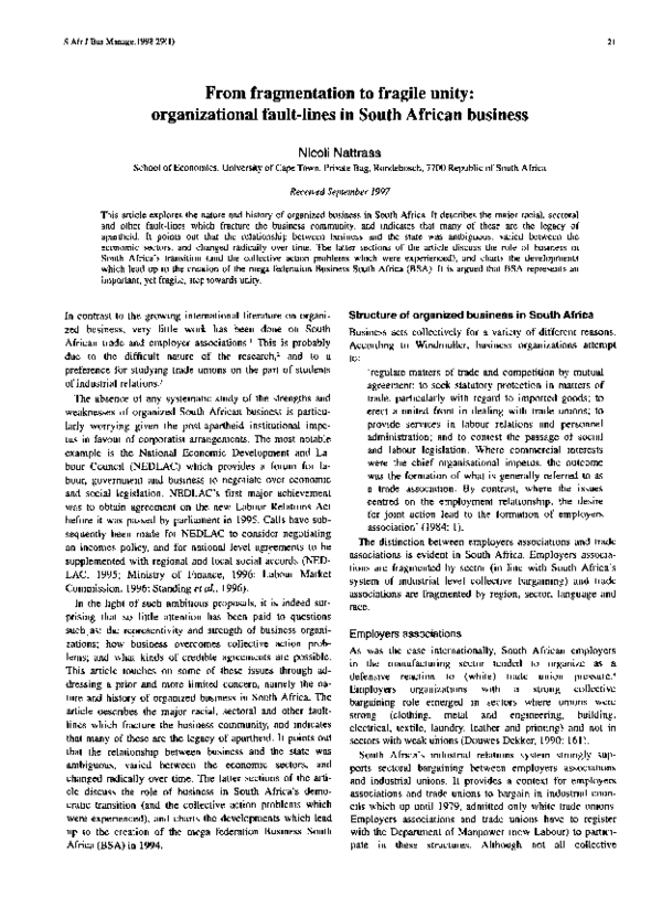 (PDF) From fragmentation to fragile unity: Organizational fault-lines ...