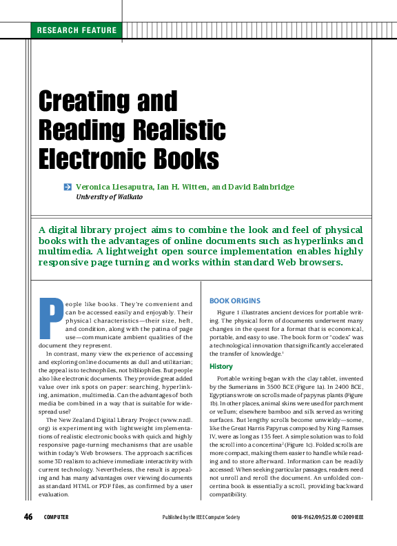 (PDF) Creating and Reading Realistic Electronic Books