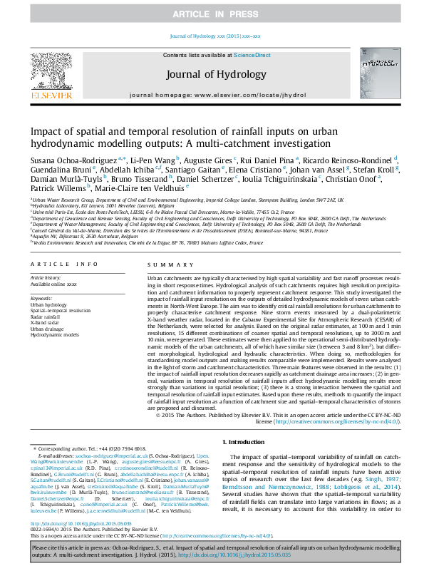 (PDF) Impact of spatial and temporal resolution of rainfall inputs on ...