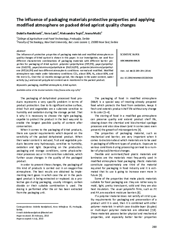 (PDF) The influence of packaging materials protective properties and ...