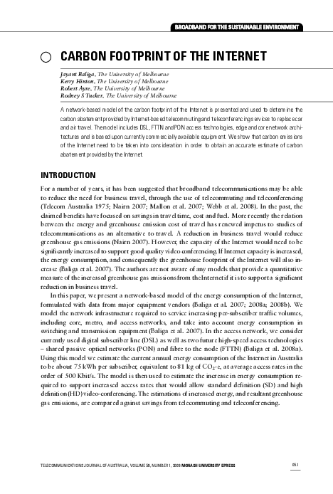 (PDF) Carbon footprint of the Internet