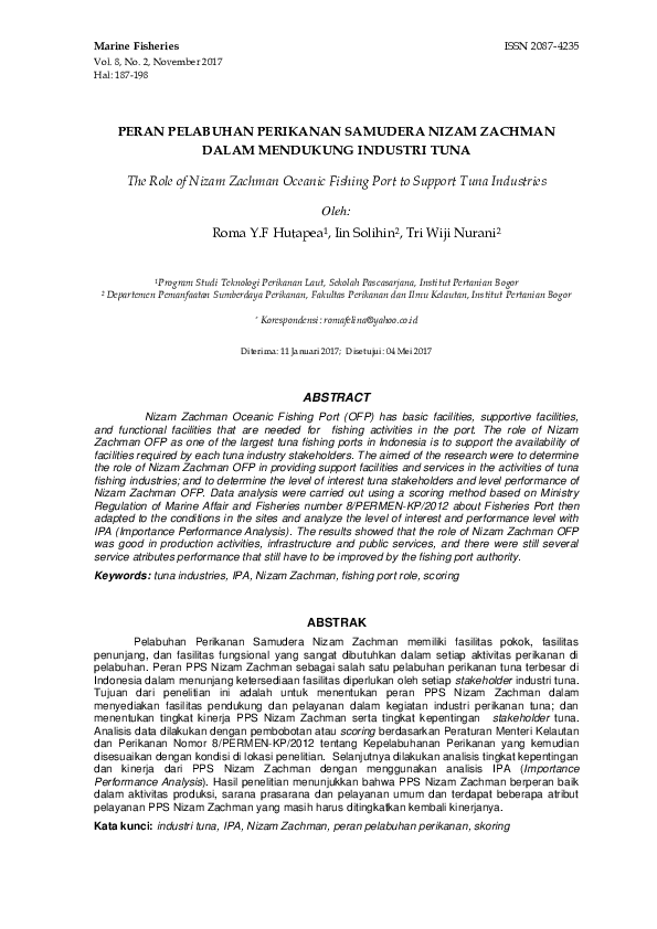 (PDF) PERAN PELABUHAN PERIKANAN SAMUDERA NIZAM ZACHMAN DALAM MENDUKUNG
