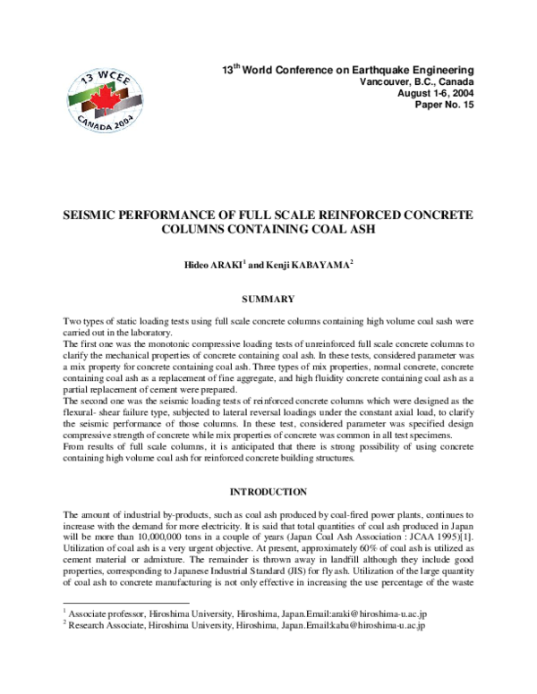 (PDF) Seismic Performance of Full Scale Reinforced Concrete Columns ...