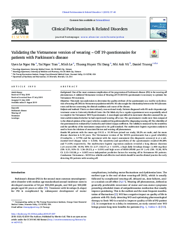 (PDF) Validating the VIETNAMESE version of wearing – Off 19 ...
