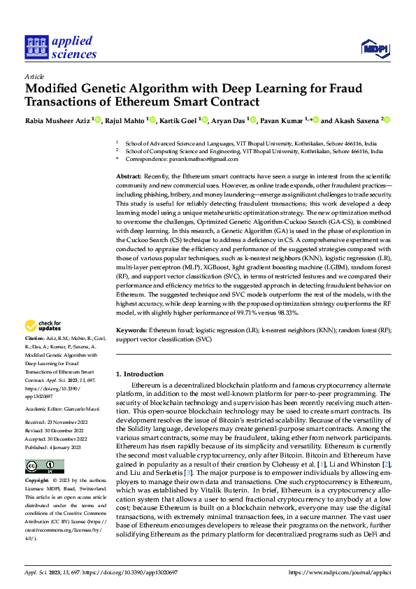 (PDF) Modified Genetic Algorithm with Deep Learning for Fraud ...