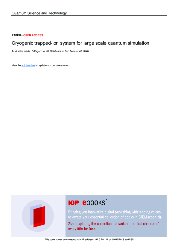 (PDF) Cryogenic trapped-ion system for large scale quantum simulation