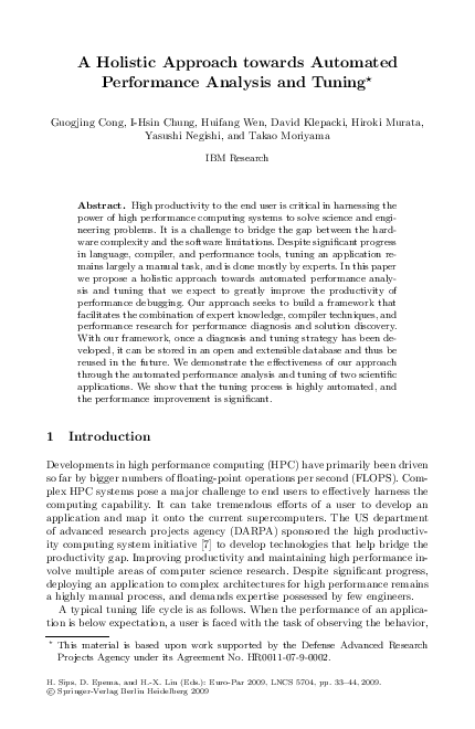(PDF) A Holistic Approach towards Automated Performance Analysis and Tuning