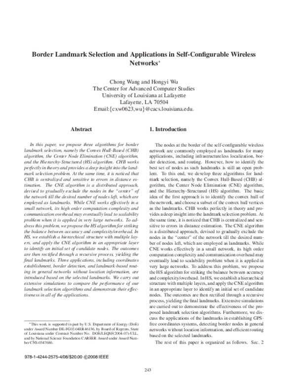 (PDF) Border landmark selection and applications in self-configurable ...