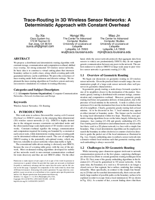 (PDF) Trace-routing in 3D wireless sensor networks