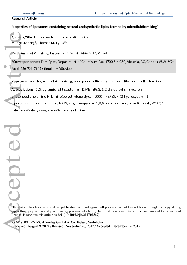 PDF) Properties of Liposomes Containing Natural and Synthetic 