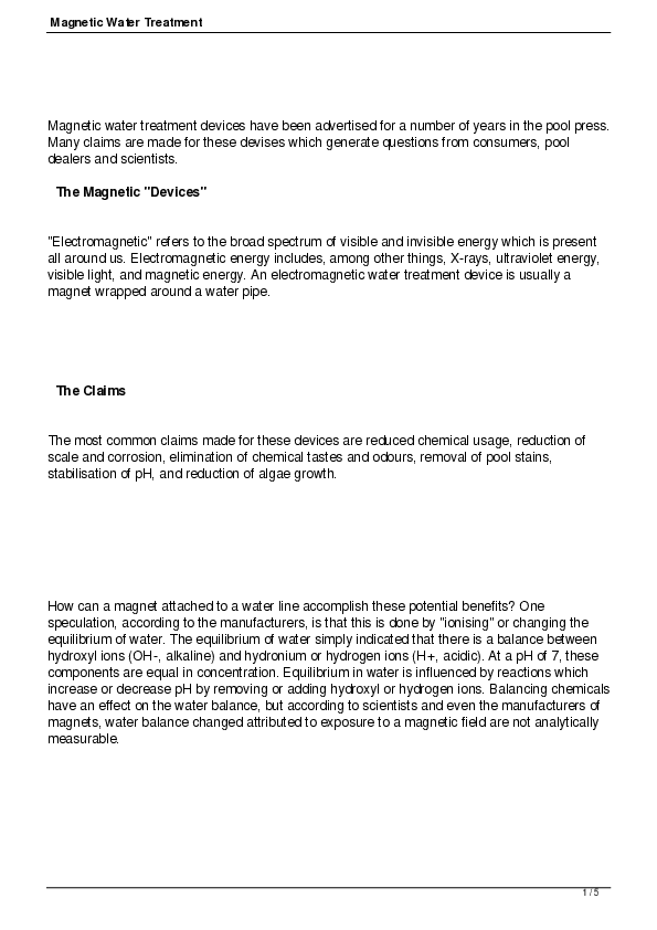 (PDF) Magnetic water treatment