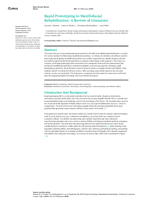 (PDF) Rapid Prototyping in Maxillofacial Rehabilitation: A Review of ...