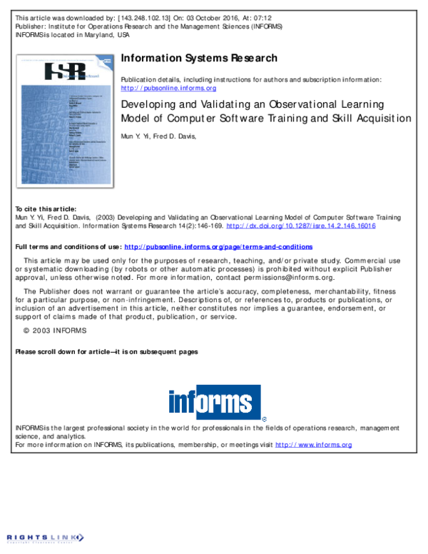 (PDF) Developing and Validating an Observational Learning Model of ...