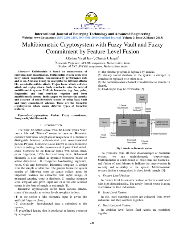 (PDF) Multibiometric Cryptosystem with Fuzzy Vault and Fuzzy Commitment ...
