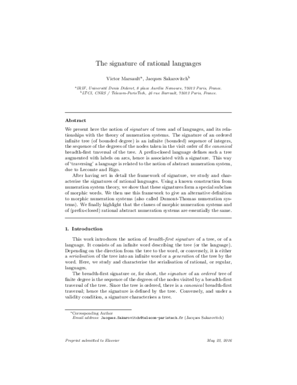 (PDF) The signature of rational languages