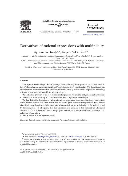 (PDF) Derivatives of rational expressions with multiplicity
