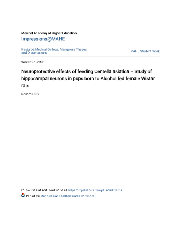 (PDF) Neuroprotective effects of feeding Centella asiatica (L) Urb ...