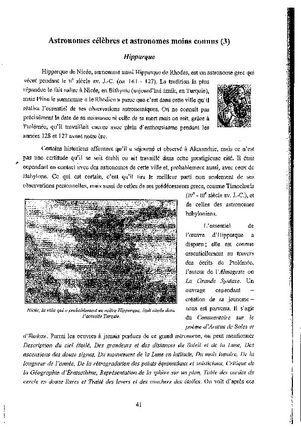 (PDF) Astronomes célèbres et astronomes moins connus (3) Hipparque — free download