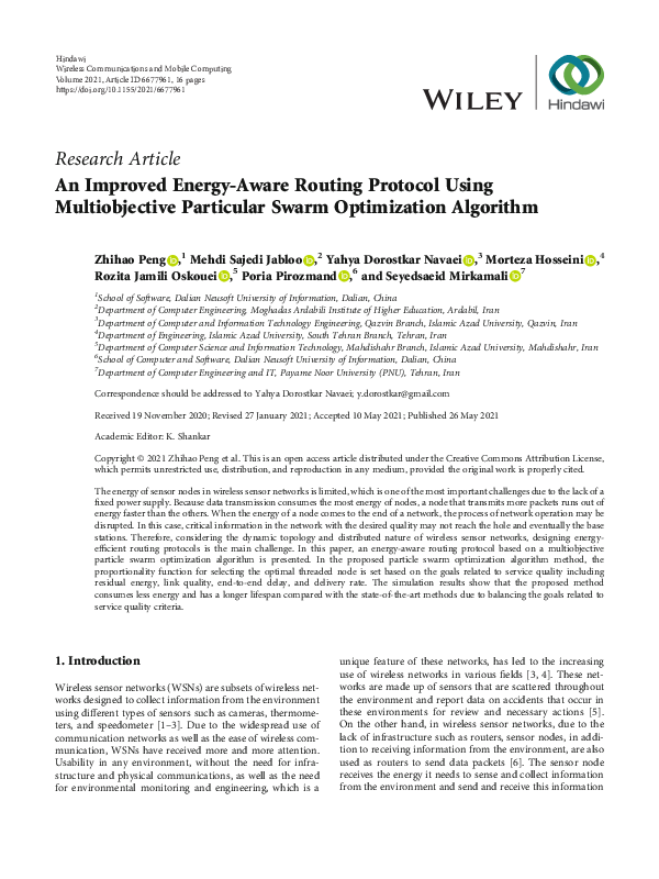 (PDF) An Improved Energy-Aware Routing Protocol Using Multiobjective ...
