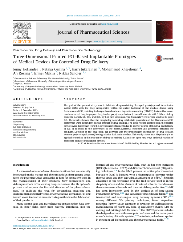 (PDF) Three-Dimensional Printed PCL-Based Implantable Prototypes of ...