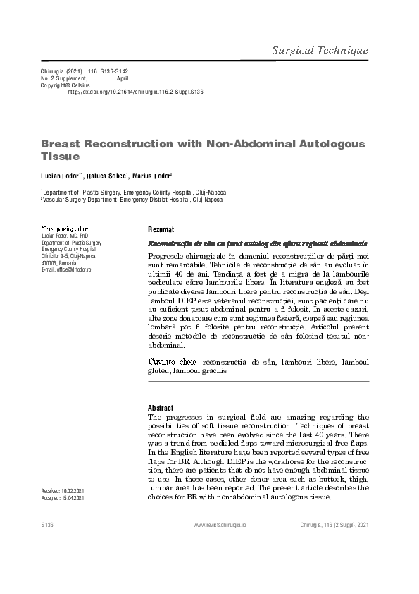 (PDF) Breast Reconstruction with Non-Abdominal Autologous Tissue