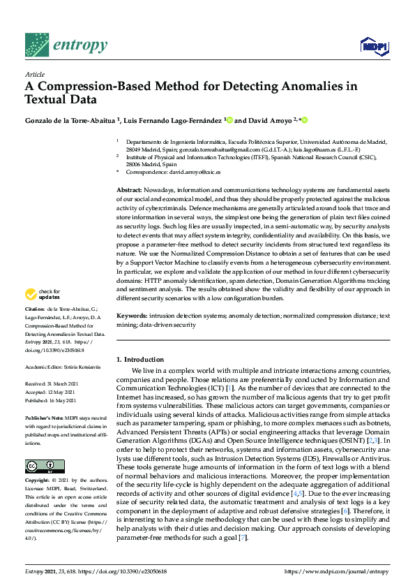 (PDF) A Compression-Based Method for Detecting Anomalies in Textual Data