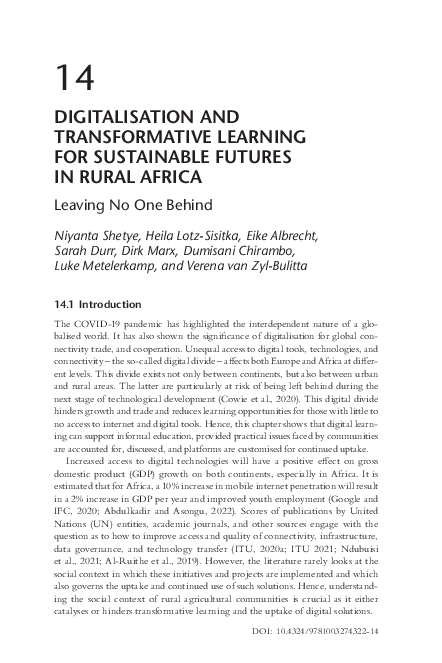 (PDF) Digitalisation and Transformative Learning for Sustainable ...