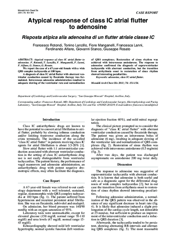 (PDF) Atypical response of class IC atrial flutter to adenosine ...