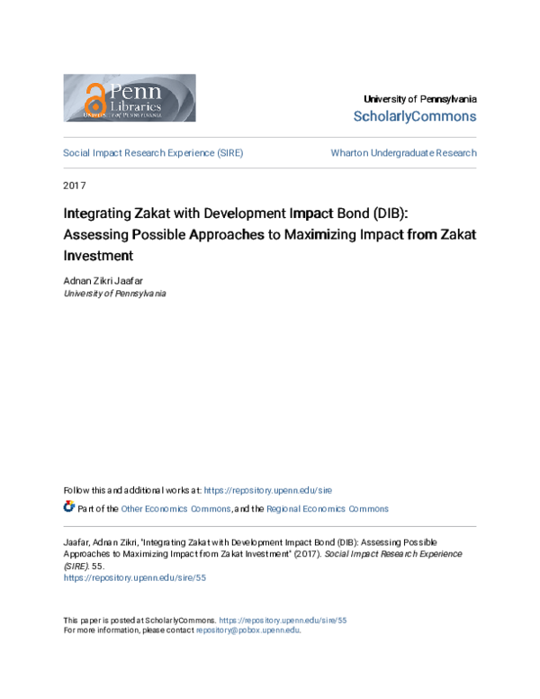 (PDF) Integrating Zakat with Development Impact Bond (DIB): Assessing ...