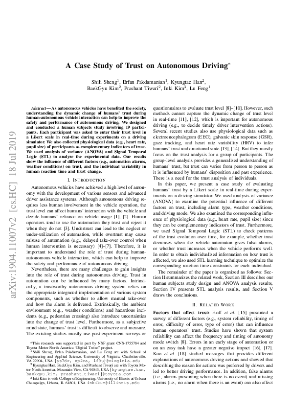 (PDF) A Case Study of Trust on Autonomous Driving