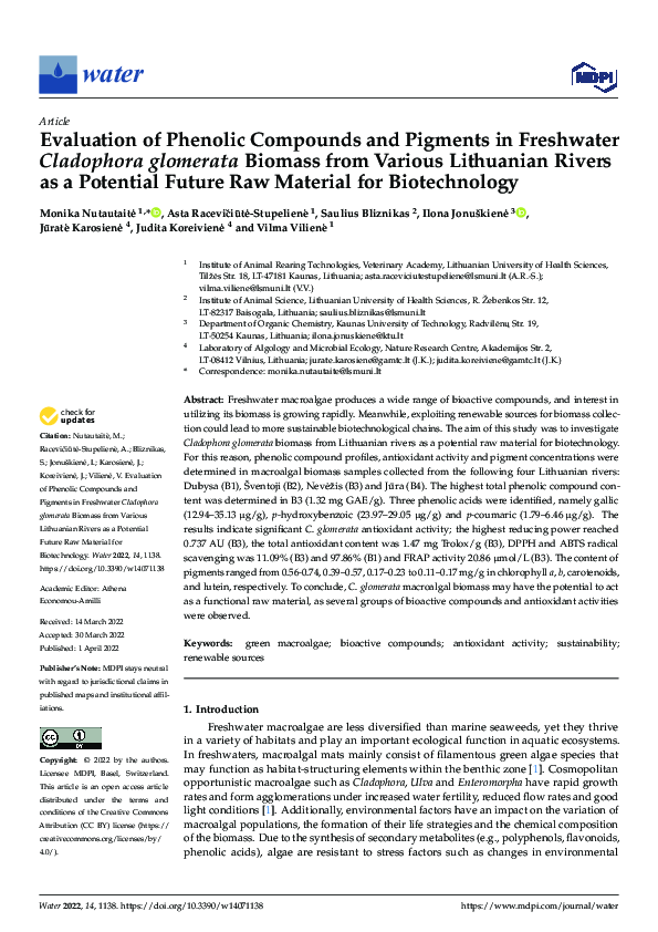(PDF) Evaluation of Phenolic Compounds and Pigments in Freshwater ...
