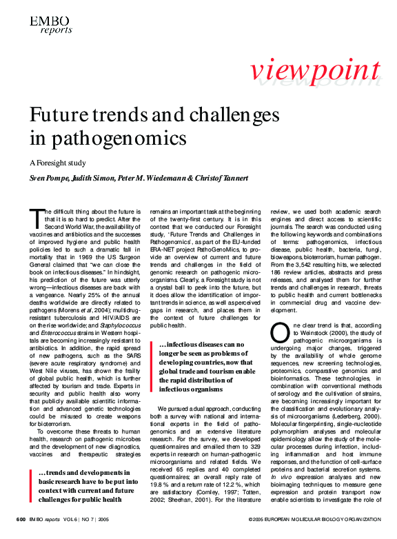 (PDF) Future trends and challenges in pathogenomics