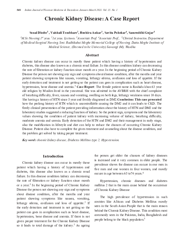 (PDF) Chronic Kidney Disease: A Case Report