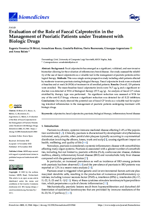 (PDF) Evaluation of the Role of Faecal Calprotectin in the Management ...
