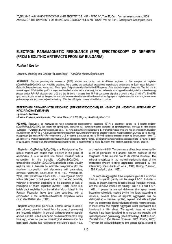 (PDF) Electron Paramagnetic Resonance (EPR) spectroscopy of nephrite ...