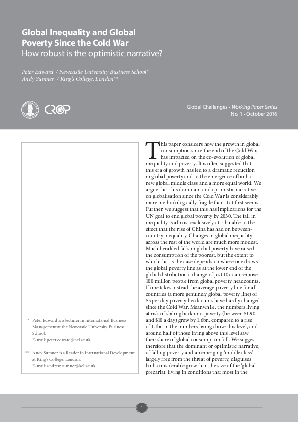 (PDF) Global inequality and global poverty since the Cold War