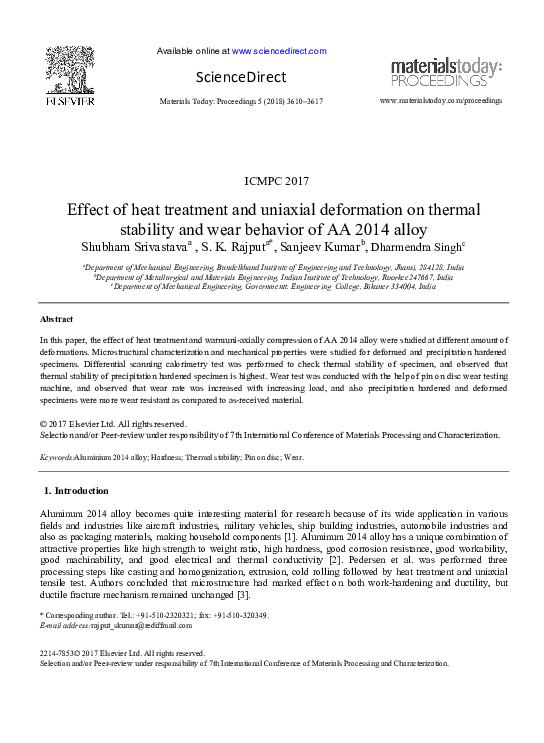 (PDF) Effect of heat treatment and uniaxial deformation on thermal ...