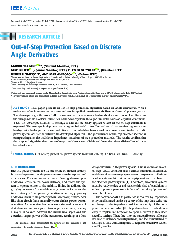 (PDF) Out-of-Step Protection Based on Discrete Angle Derivatives