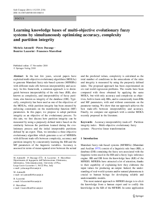 (PDF) Learning knowledge bases of multi-objective evolutionary fuzzy ...
