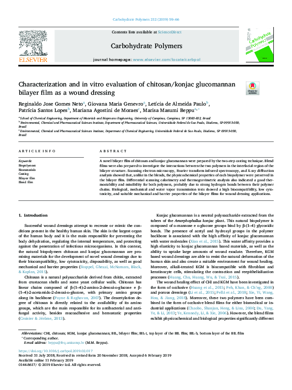 (PDF) Characterization and in vitro evaluation of chitosan/konjac ...