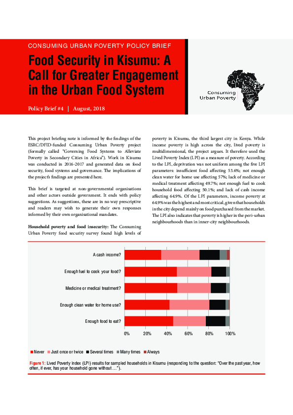 (PDF) CONSUMING URBAN POVERTY POLICY BRIEF Food Security in Kisumu: A ...
